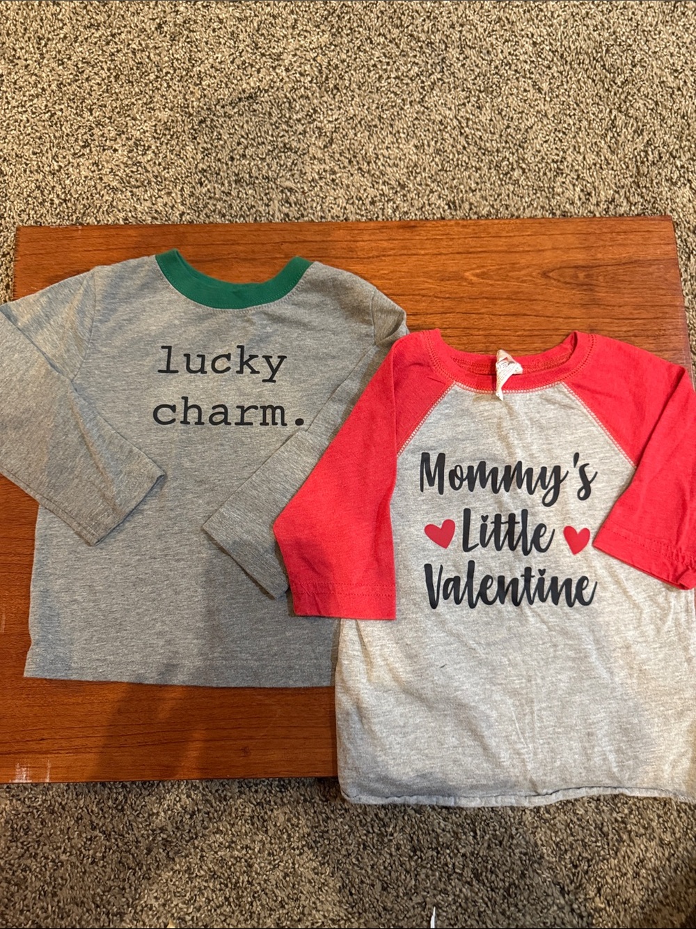 Holiday Kids' Raglan Tops 2T- 'Lucky Charm' & 'Mommy's Little Valentine'